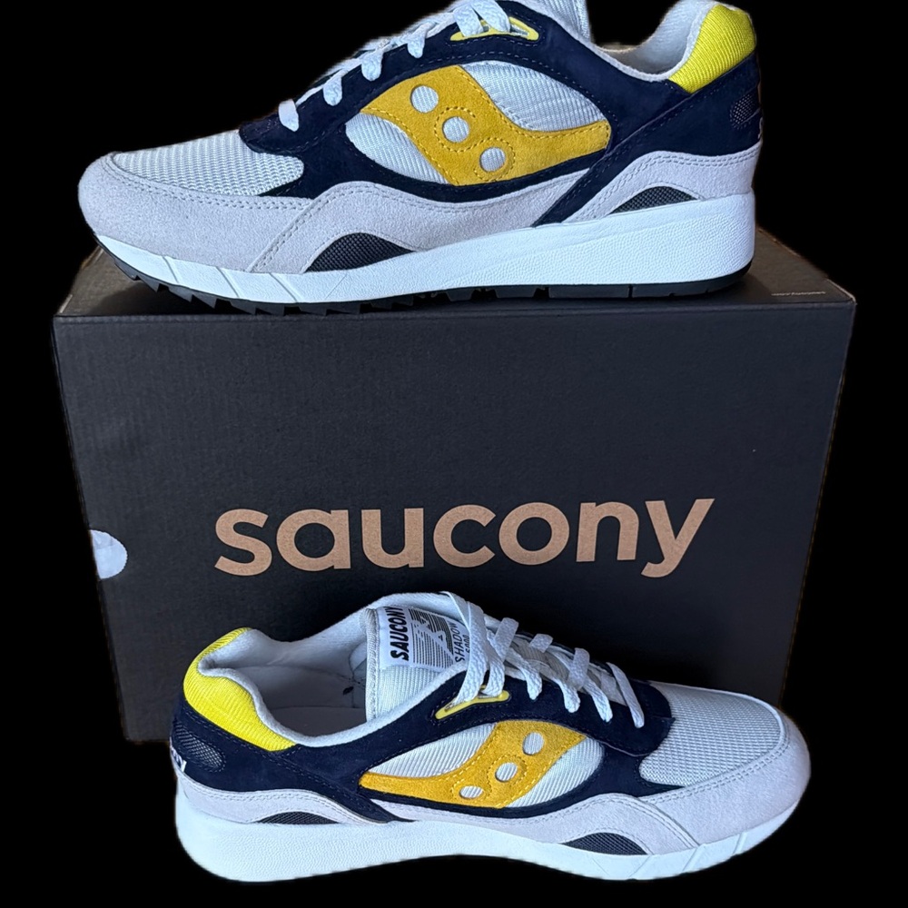 🔥Saucony SHADOW 6000  Men's size 11 Sneakers -Navy, Yellow, Blk, & White *NEW* - Picture 3 of 13